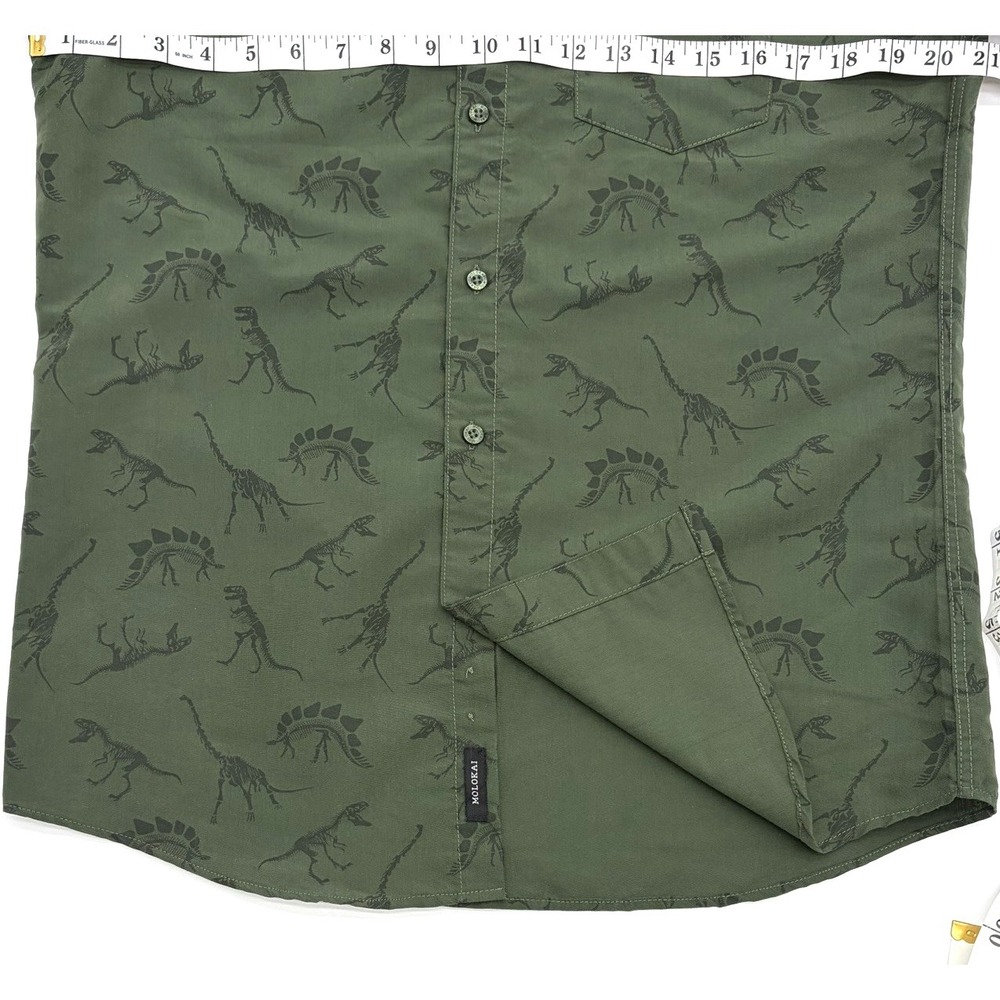 Molokai Surf Co. ~ Men's ~ Dark Green Shirt ~ Dinosaur Design~ M - Picture 6 of 7